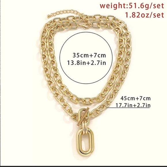 Oversized Gold Chunky Toggle Statement Necklace - Picture 5 of 6